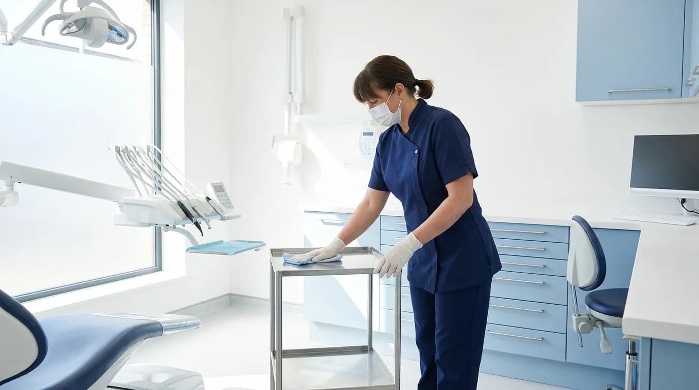 Hygienische Reinigung einer modernen Praxis